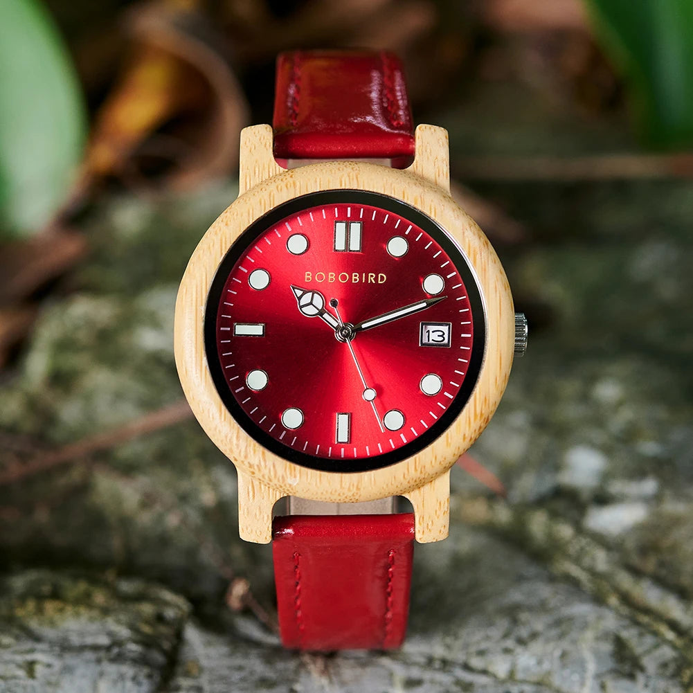 BOBOBIRD Bamboo Ladies Wooden Watch – Elegant Lightweight Quartz Watch for Women