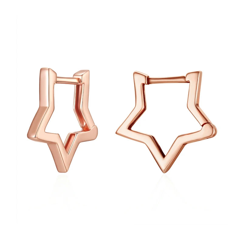 BAMOER 925 Sterling Silver Starlike Star Shape Minimalist Earrings for Women – Elegant Daily Fashion Jewelry SCE1136