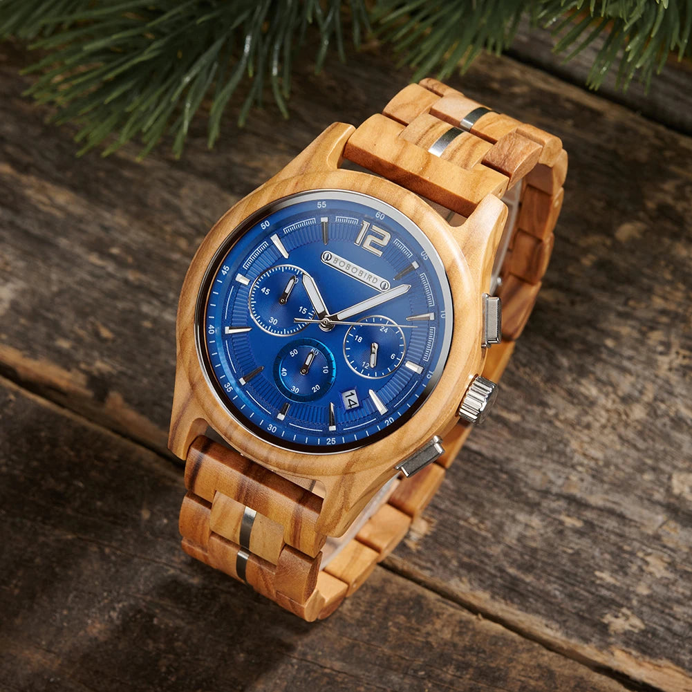BOBOBIRD Luxury Wooden Men’s Multi-Functional Quartz Watch