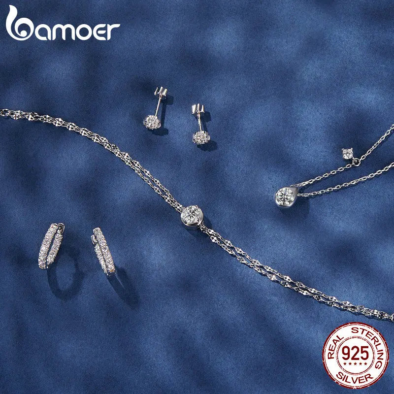 BAMOER 925 Sterling Silver Gold Moissanite Hoop Earrings for Women – D Color Lab Diamond Hypoallergenic Jewelry