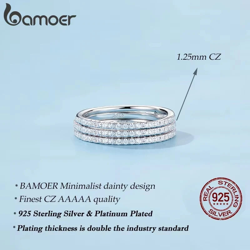 BAMOER 925 Sterling Silver CZ Eternity Ring
