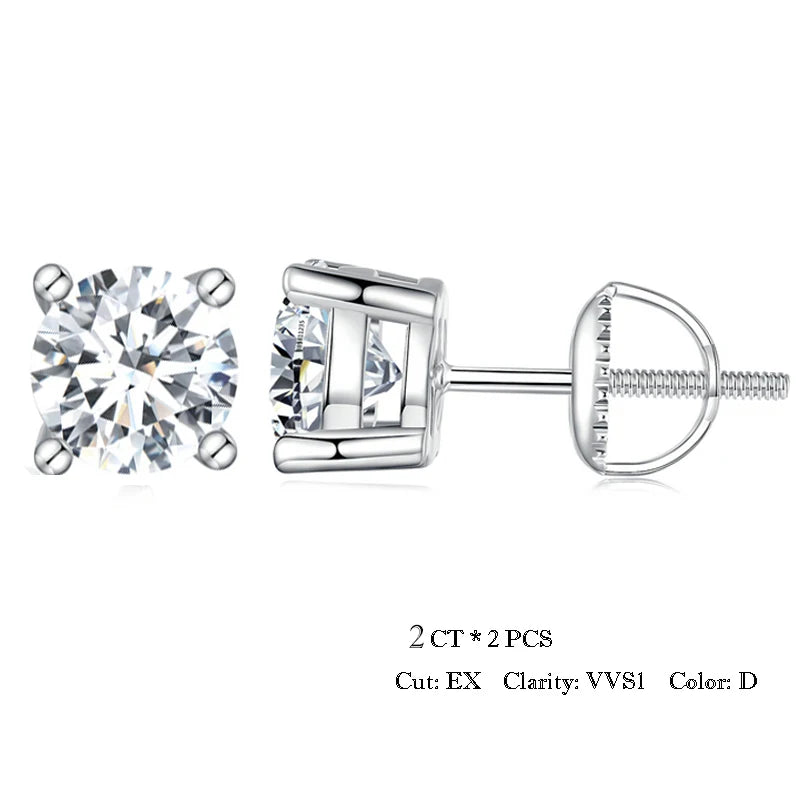 BAMOER 2CT Moissanite 925 Silver Earrings for Women
