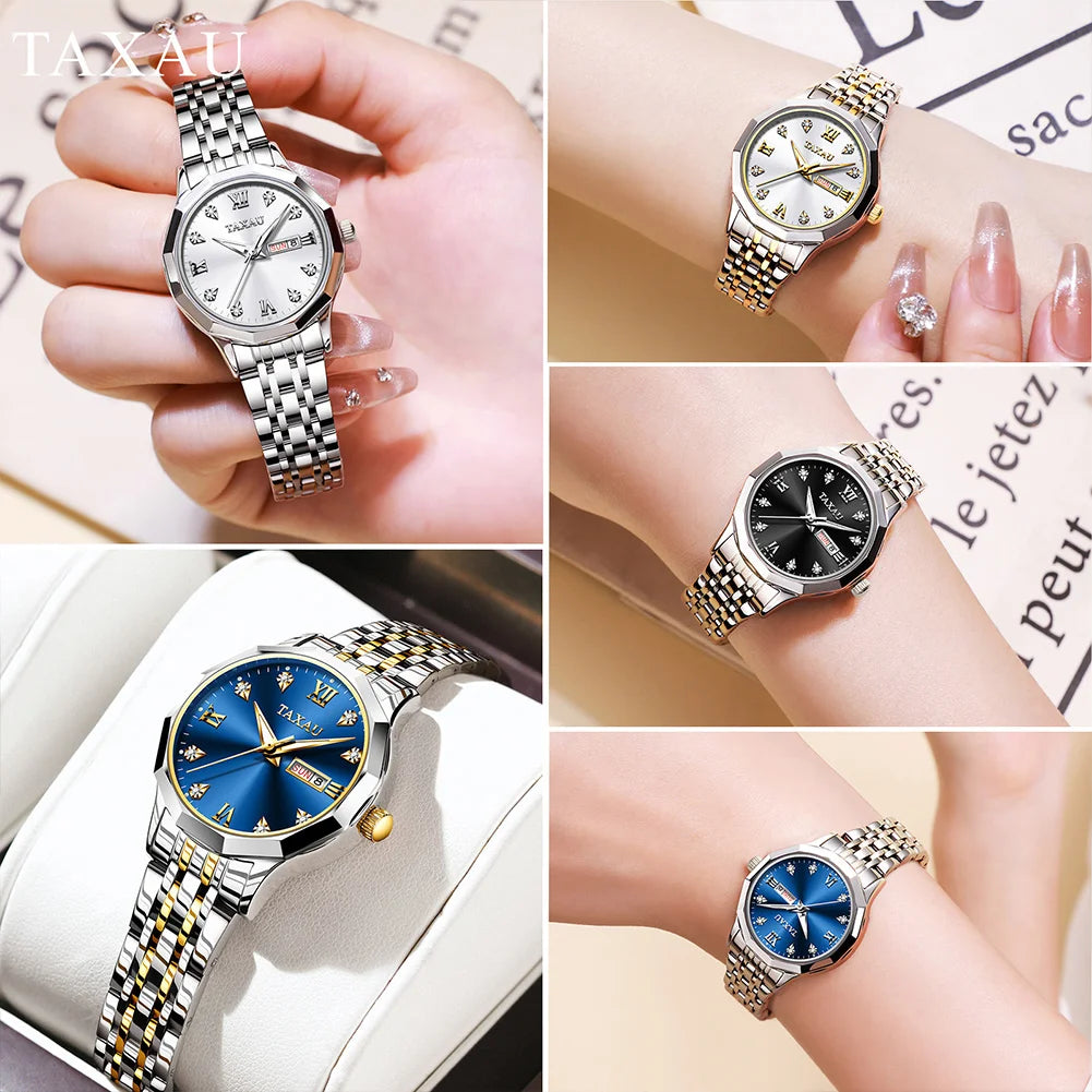 OLEVS Elegant Golden Women’s Quartz Watch – Stainless Steel, Waterproof Luxury Design