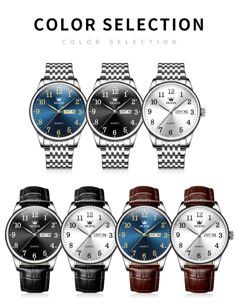 OLEVS Men’s Luxury Quartz Business Watch – Stainless Steel, Waterproof, Simple & Elegant Design