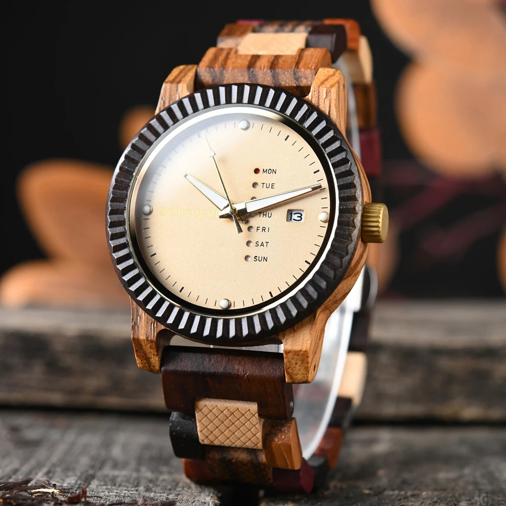 BOBOBIRD Men’s & Couple Wooden Quartz Watch – Fashionable, Custom Gift Box