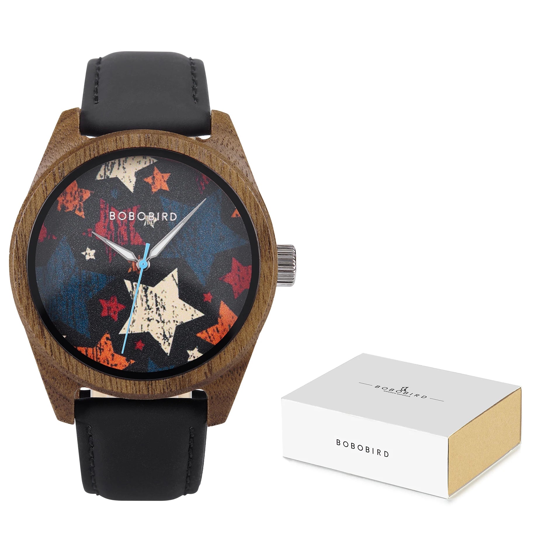 BOBOBIRD 2025 Wooden Watch for Men – Black Leather & Walnut Design