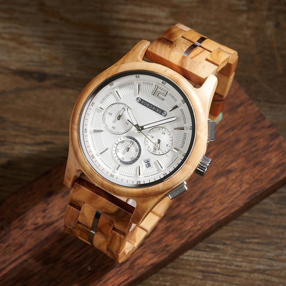 BOBOBIRD Luxury Wooden Men’s Multi-Functional Quartz Watch