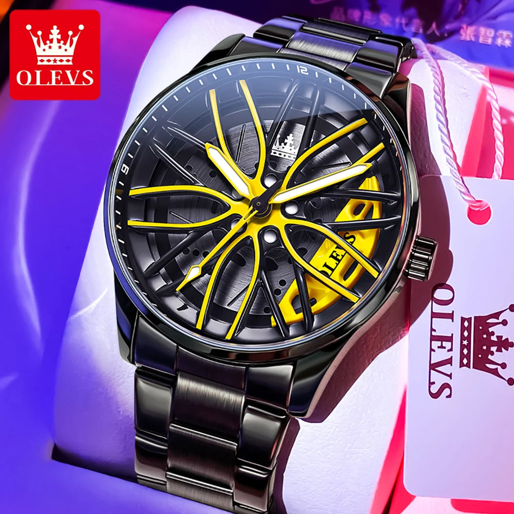 OLEVS Men’s Luxury Quartz Watch – Stainless Steel, Waterproof, Sporty Rotary Design, Fashion & High-Quality