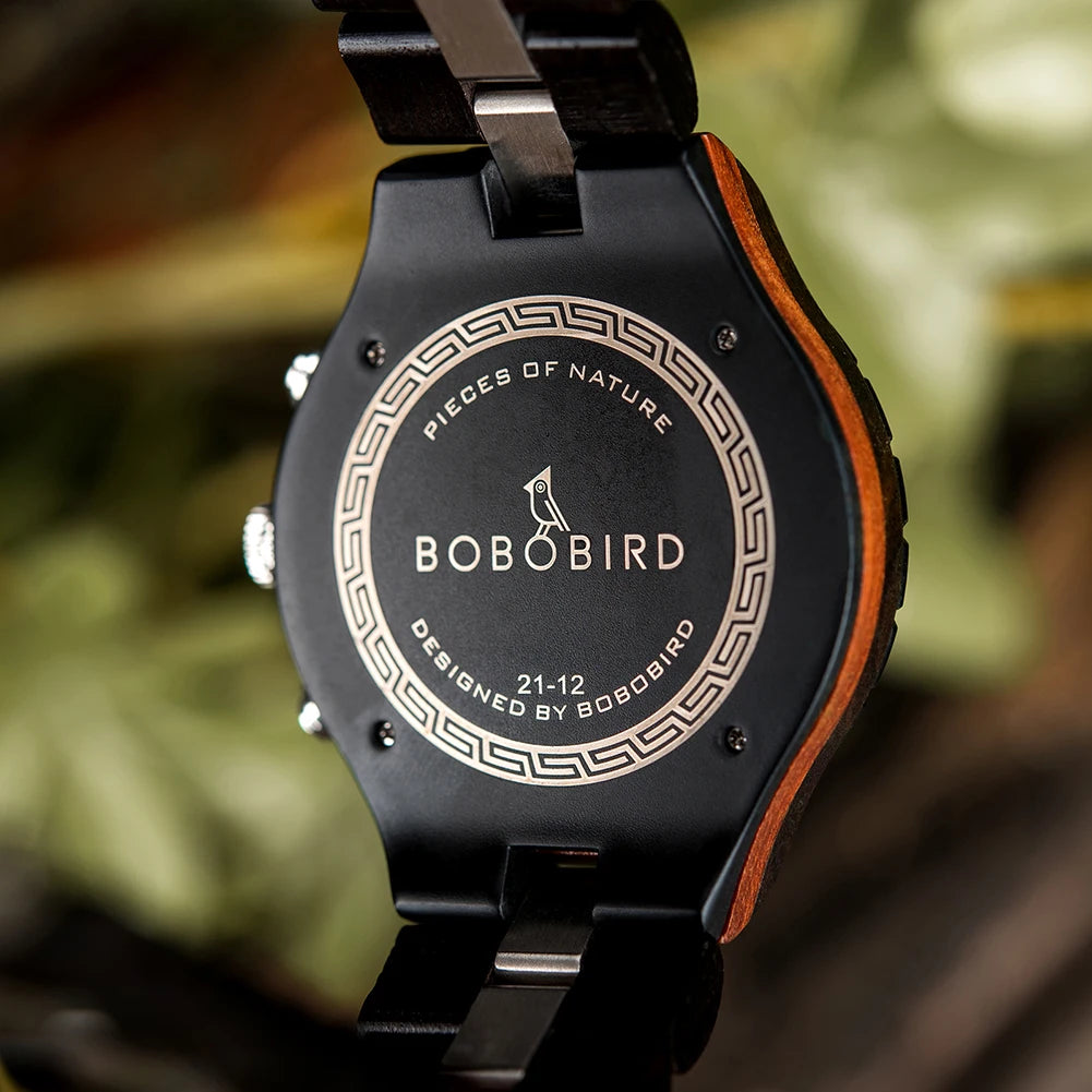 BOBOBIRD Luxury Wooden Men’s Quartz Chronograph Watch