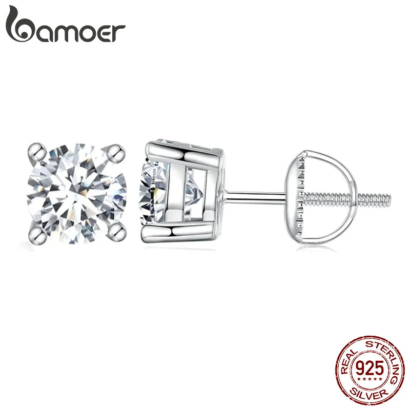BAMOER 2CT Moissanite 925 Silver Earrings for Women