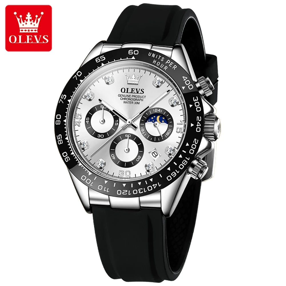 OLEVS Luxury Men’s Quartz Watch – Waterproof, Luminous, Chronograph & Date, Sport Design