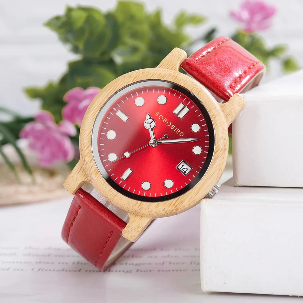 BOBOBIRD Bamboo Ladies Wooden Watch – Elegant Lightweight Quartz Watch for Women