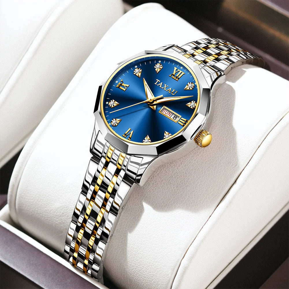 OLEVS Elegant Golden Women’s Quartz Watch – Stainless Steel, Waterproof Luxury Design