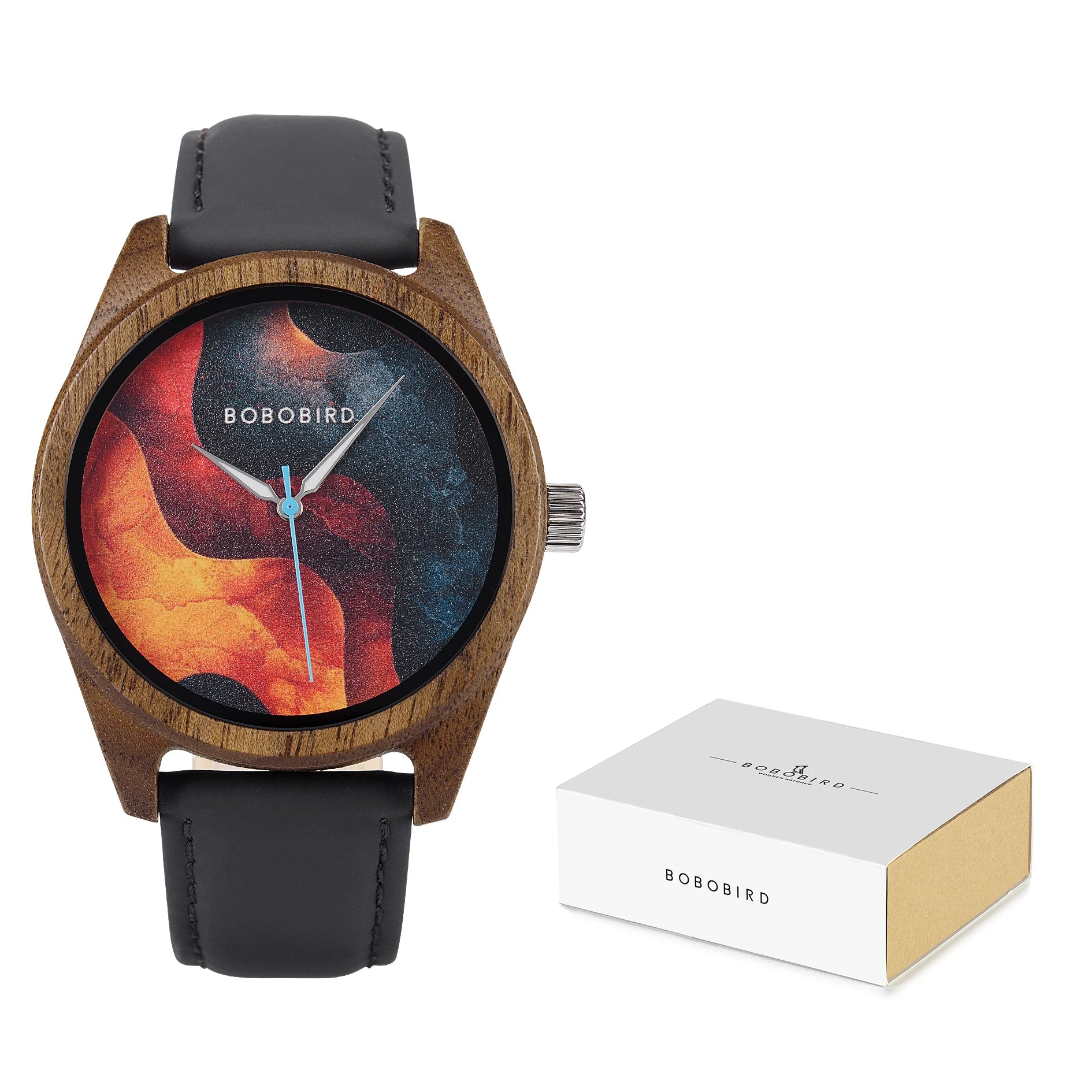 BOBOBIRD 2025 Wooden Watch for Men – Black Leather & Walnut Design