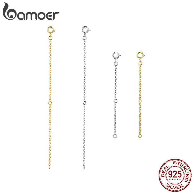 BAMOER 14K Gold Plated Silver Necklace Extension Chain
