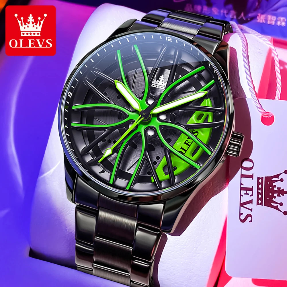 OLEVS Men’s Luxury Quartz Watch – Stainless Steel, Waterproof, Sporty Rotary Design, Fashion & High-Quality