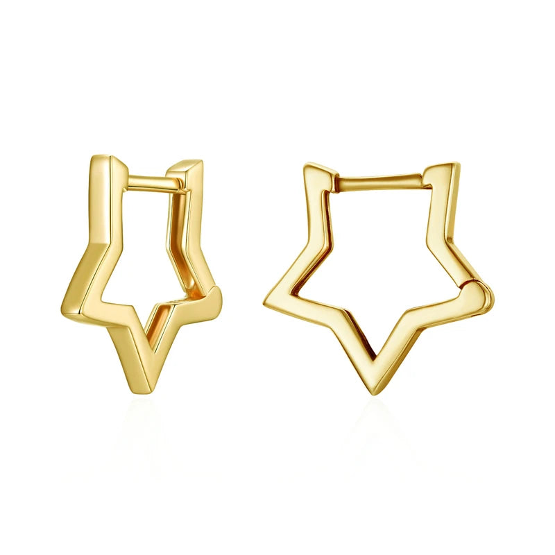BAMOER 925 Sterling Silver Starlike Star Shape Minimalist Earrings for Women – Elegant Daily Fashion Jewelry SCE1136