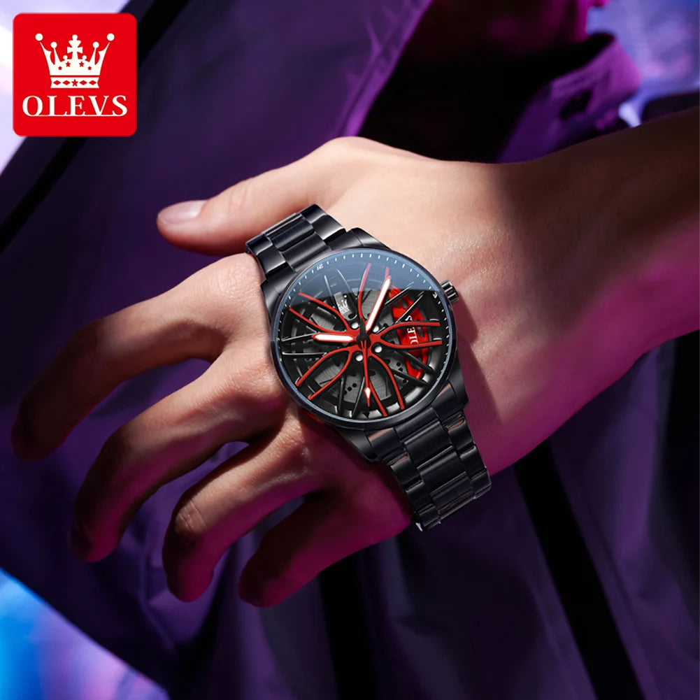 OLEVS Men’s Luxury Quartz Watch – Stainless Steel, Waterproof, Sporty Rotary Design, Fashion & High-Quality
