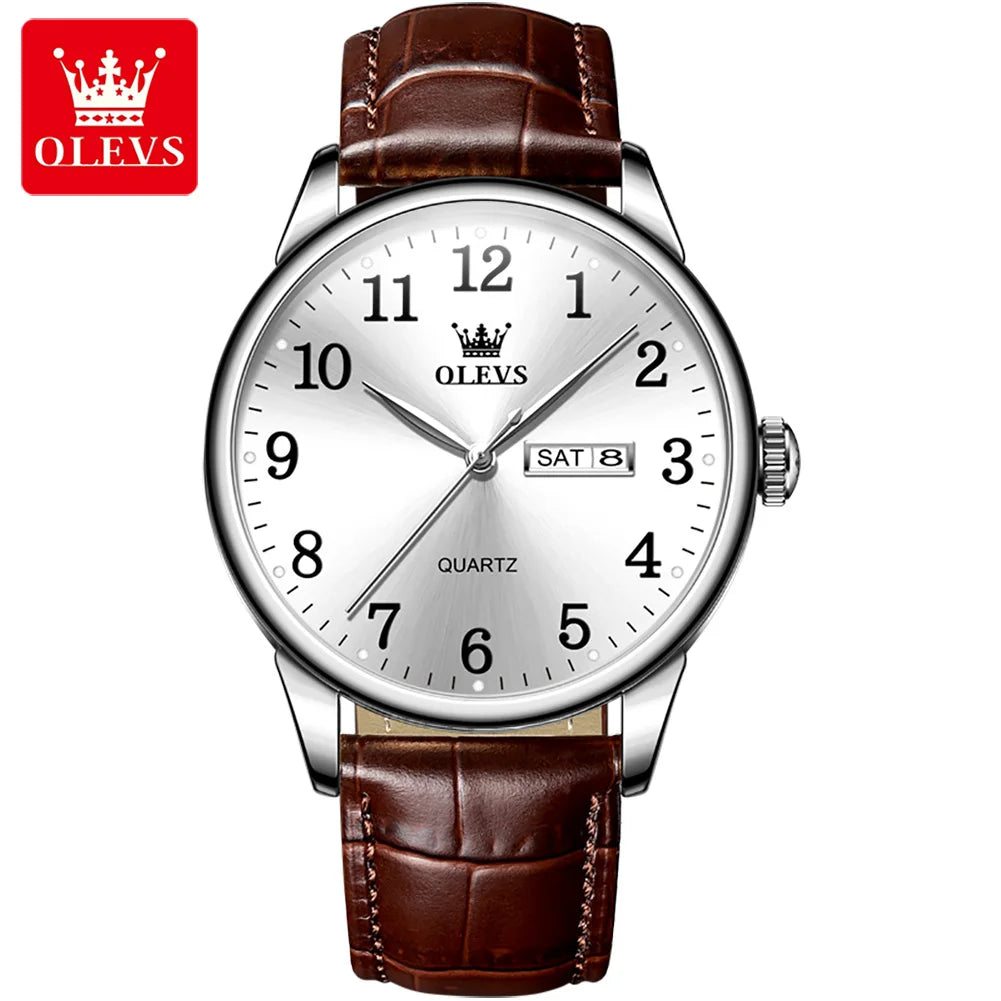 OLEVS Men’s Luxury Quartz Business Watch – Stainless Steel, Waterproof, Simple & Elegant Design