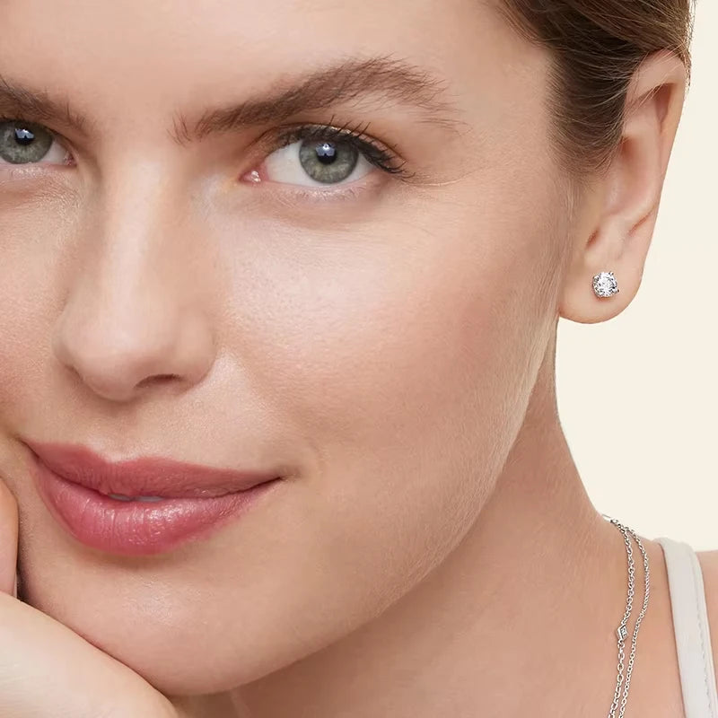 BAMOER 2CT Moissanite 925 Silver Earrings for Women