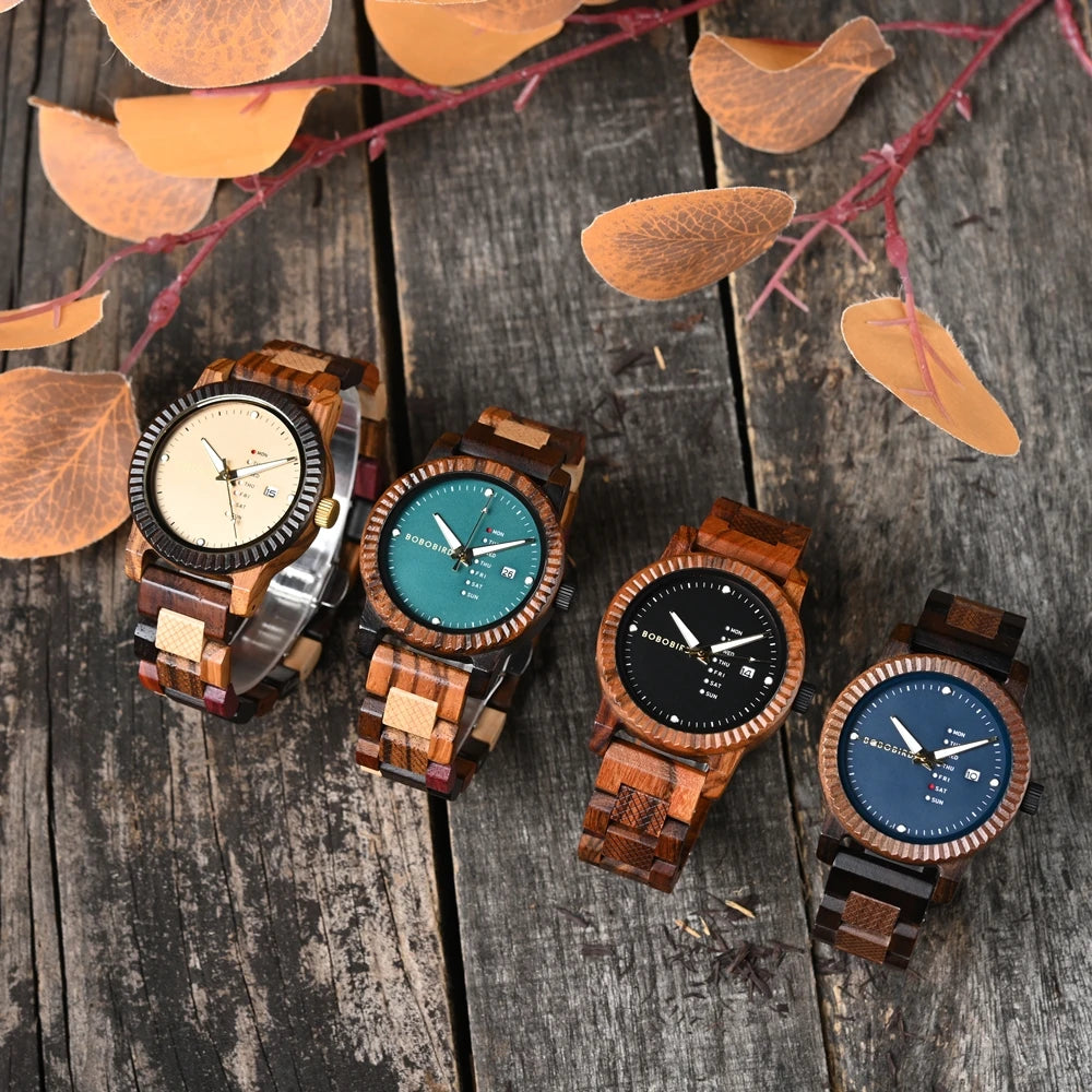 BOBOBIRD Men’s & Couple Wooden Quartz Watch – Fashionable, Custom Gift Box