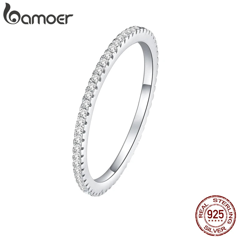 BAMOER 925 Sterling Silver CZ Eternity Ring