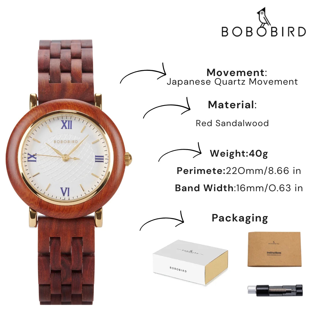 BOBOBIRD Elegant Women’s Wooden Quartz Watch