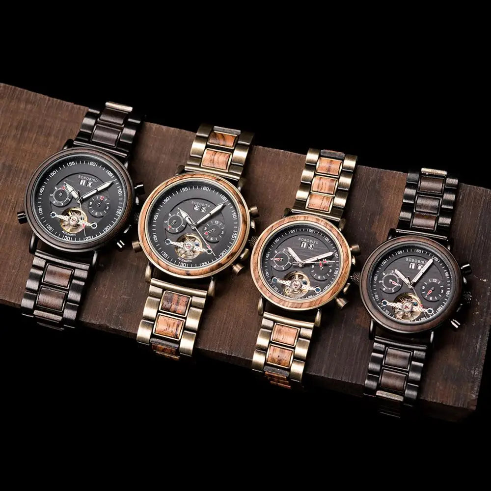 BOBOBIRD Automatic Wooden & Stainless Steel Couple Watches