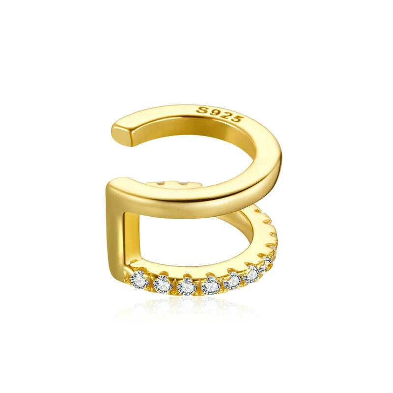 BAMOER Gold Ear Cuff 925 Silver Clip Earrings SCE994