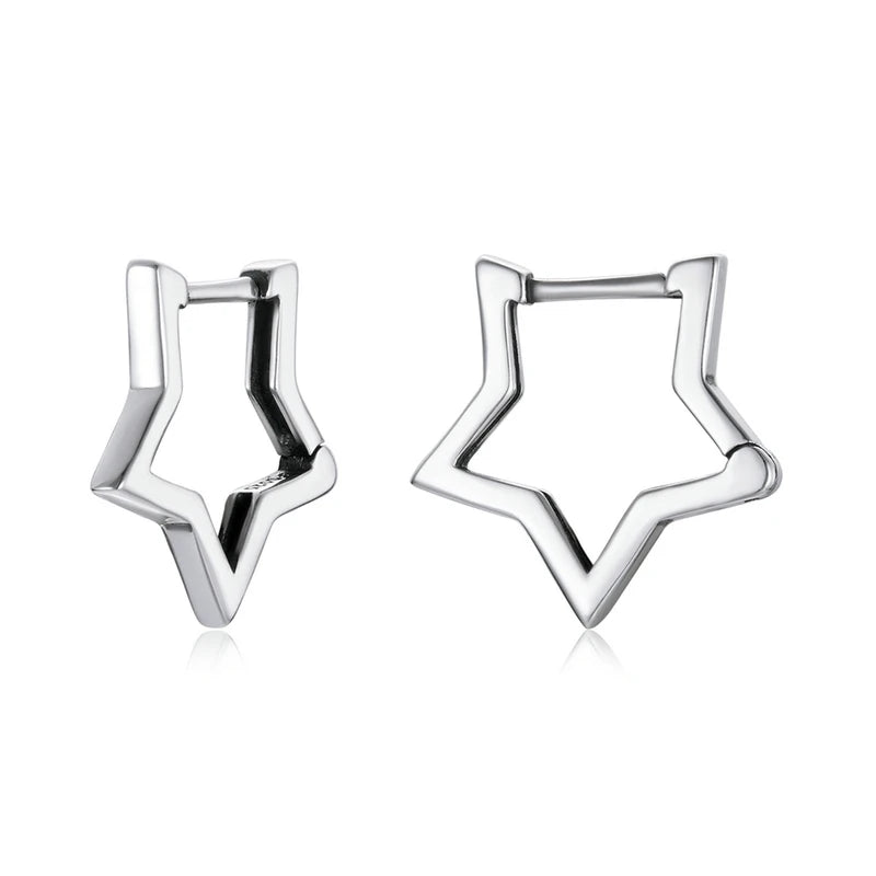 BAMOER 925 Sterling Silver Starlike Star Shape Minimalist Earrings for Women – Elegant Daily Fashion Jewelry SCE1136