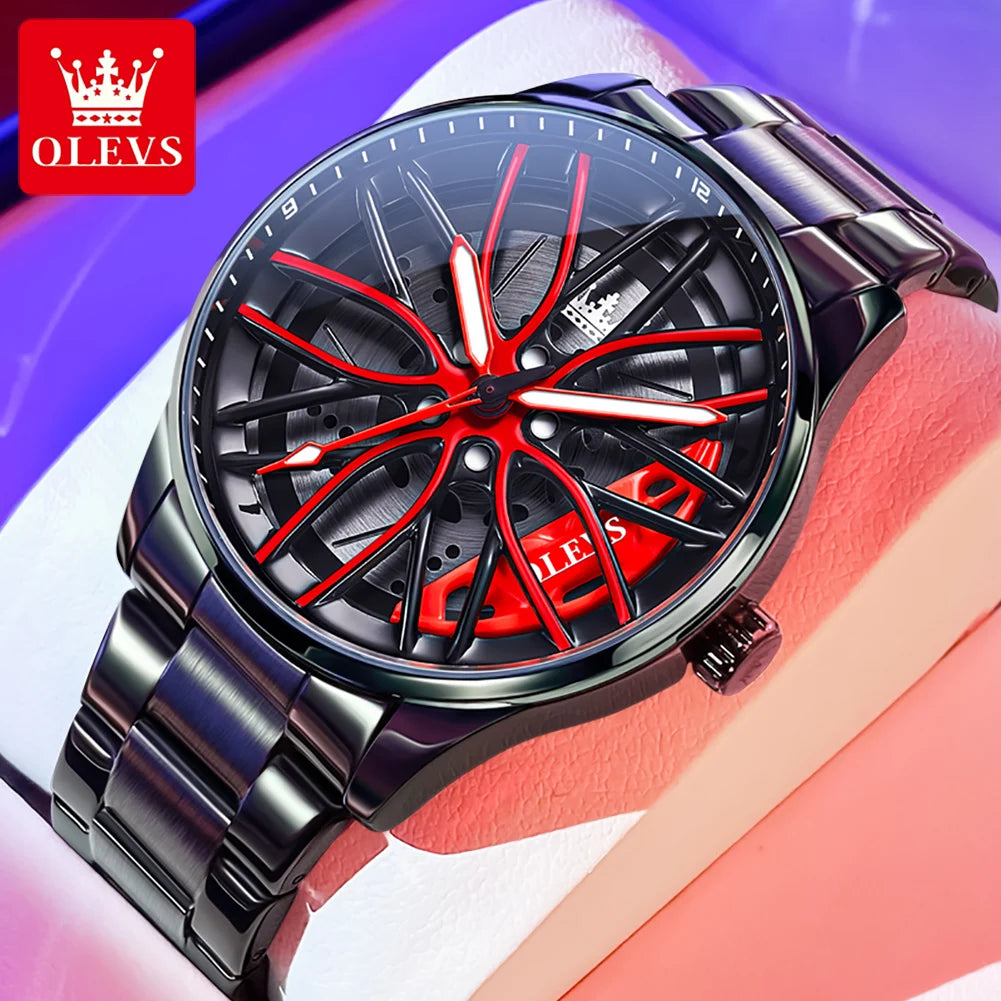 OLEVS Men’s Luxury Quartz Watch – Stainless Steel, Waterproof, Sporty Rotary Design, Fashion & High-Quality