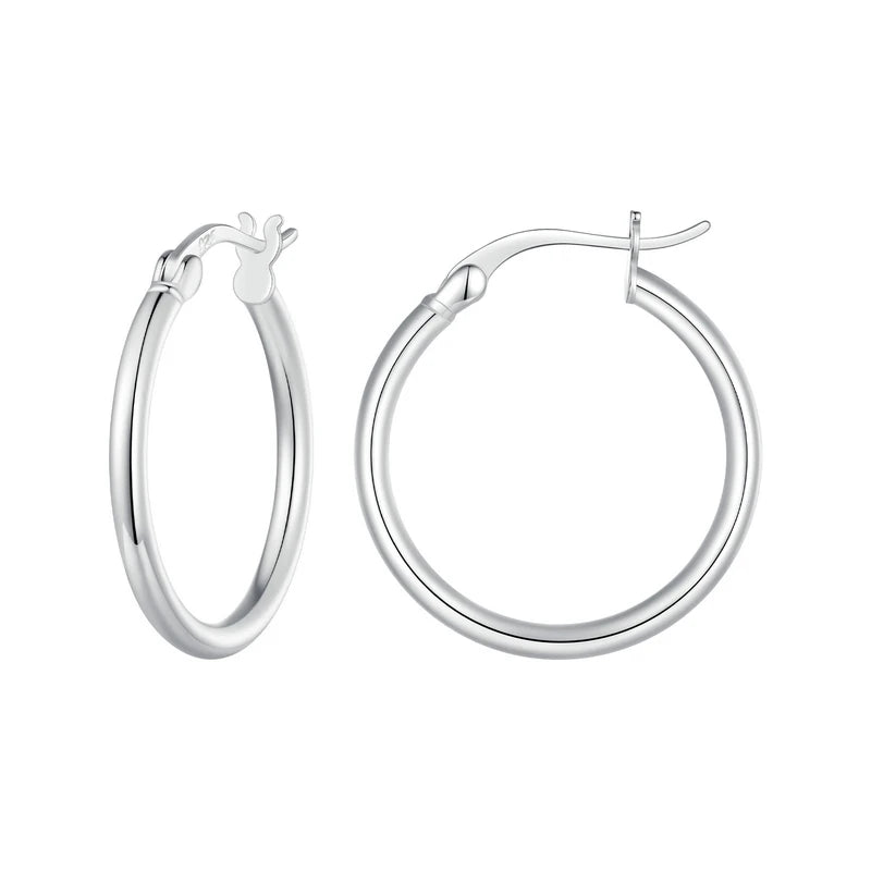 BAMOER 925 Sterling Silver Bold Classic Hoop Earring