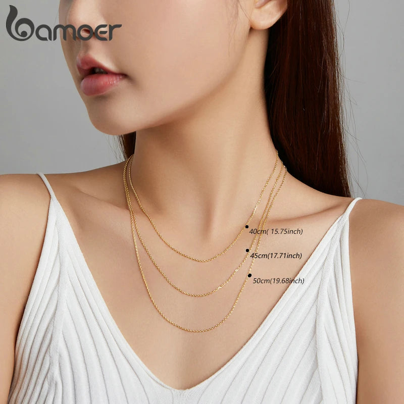 BAMOER 925 Sterling Silver O-Chain Adjustable Necklace
