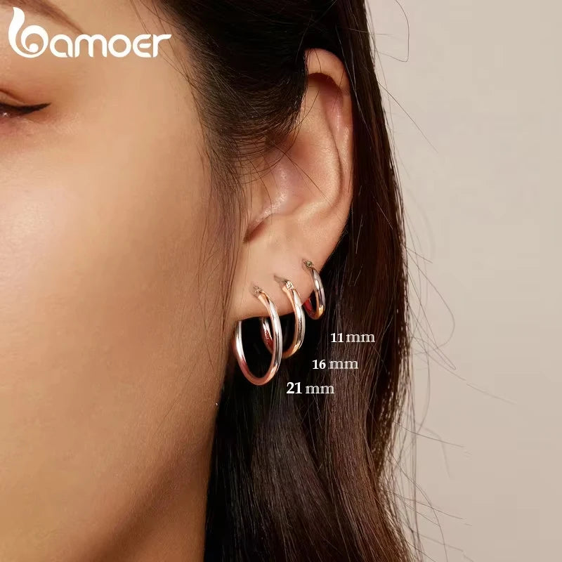 BAMOER 925 Sterling Silver Bold Classic Hoop Earring