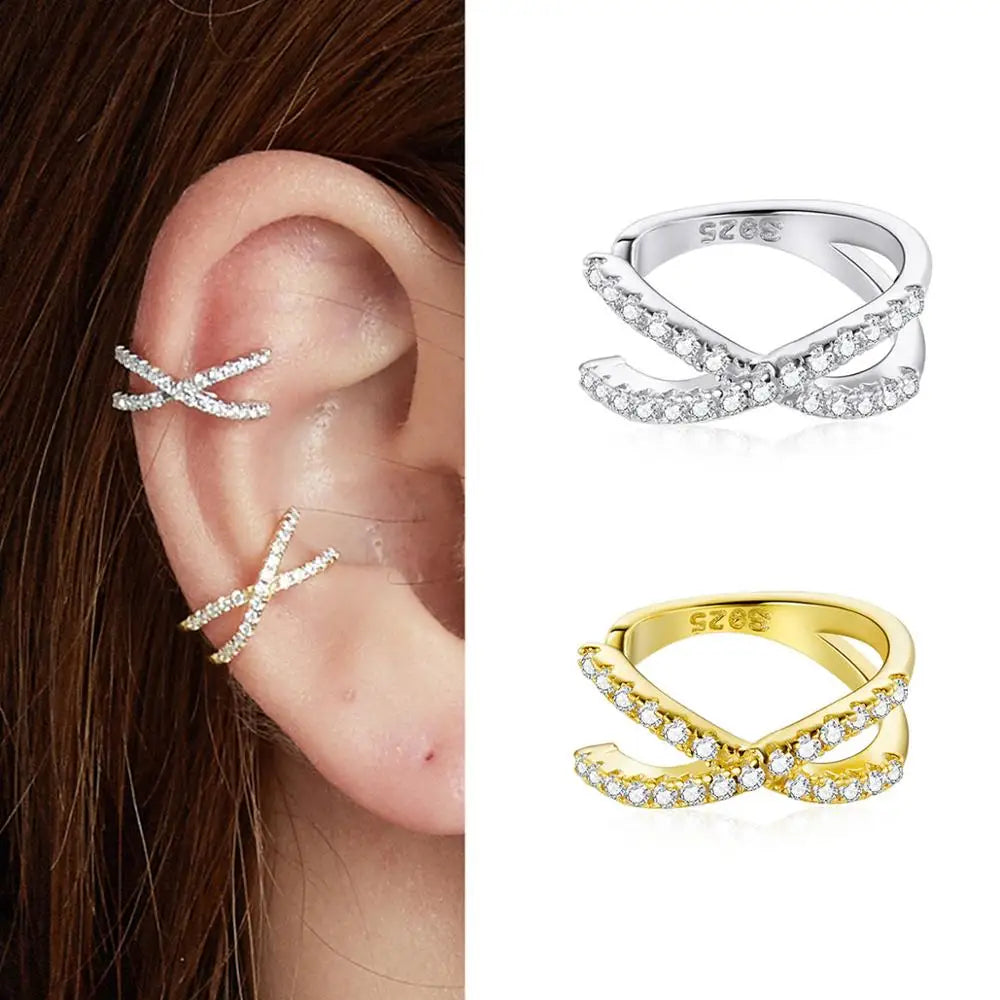BAMOER Gold Ear Cuff 925 Silver Clip Earrings SCE994
