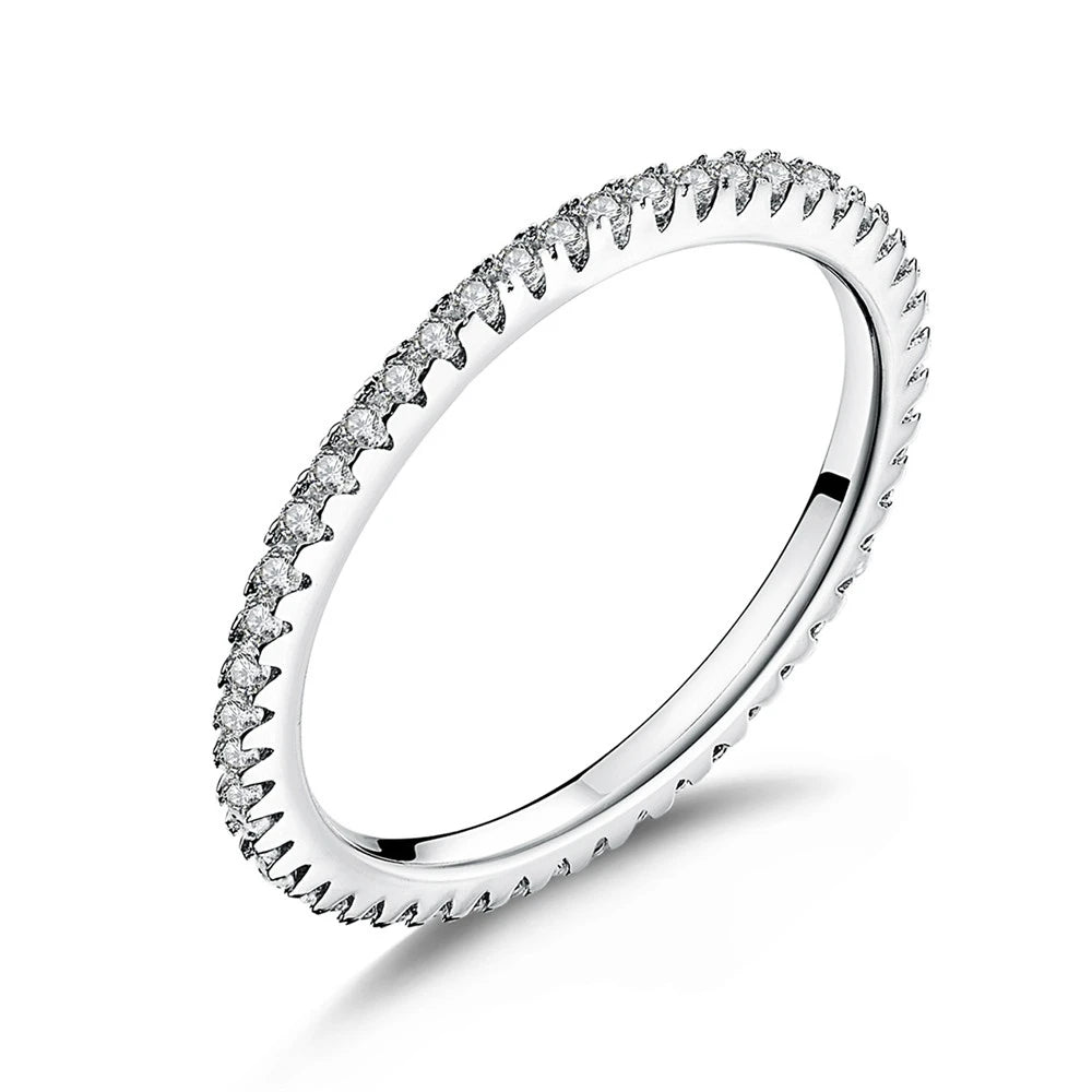 BAMOER Rainbow Zircon Stackable Ring