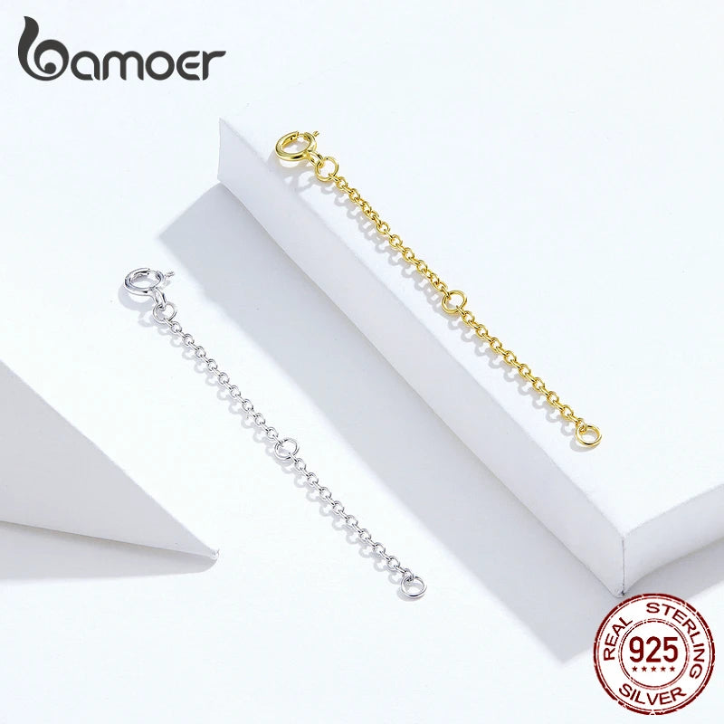 BAMOER 14K Gold Plated Silver Necklace Extension Chain
