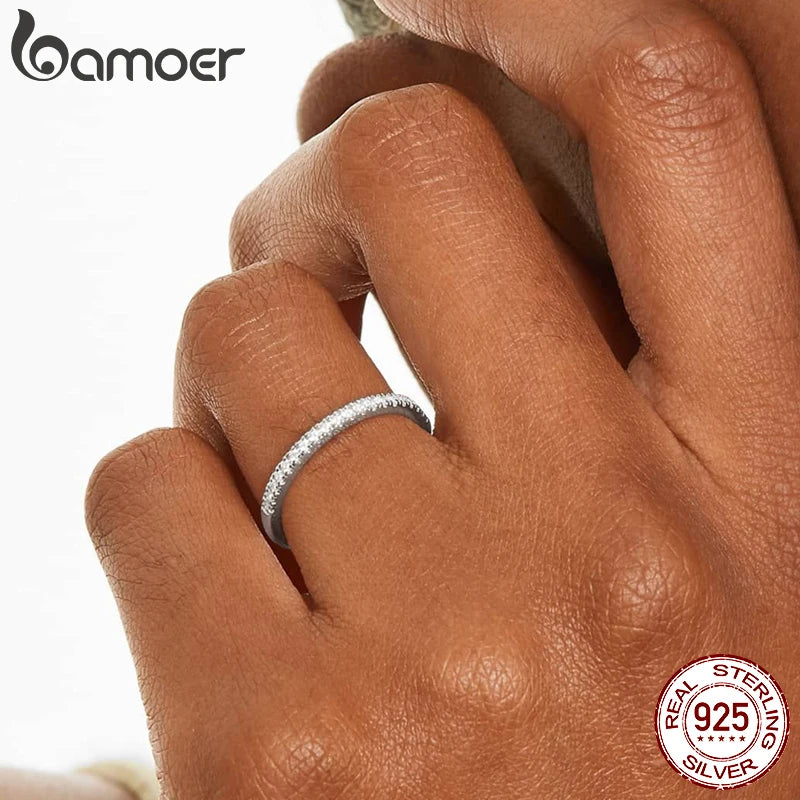 BAMOER 925 Sterling Silver CZ Eternity Ring