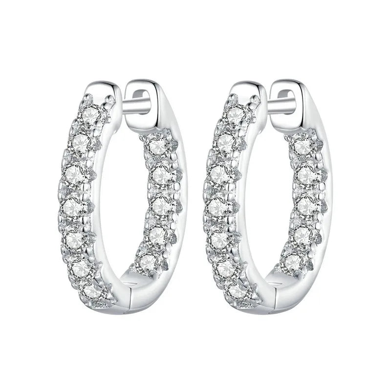 BAMOER 925 Sterling Silver Gold Moissanite Hoop Earrings for Women – D Color Lab Diamond Hypoallergenic Jewelry