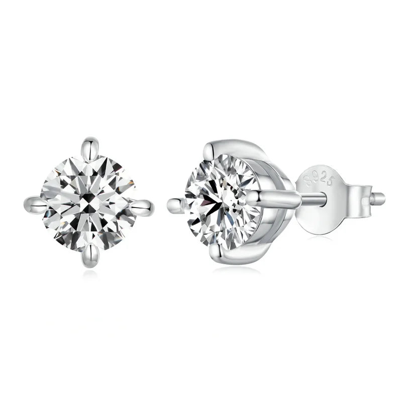 BAMOER 925 Sterling Silver Mini Moissanite Stud Earrings