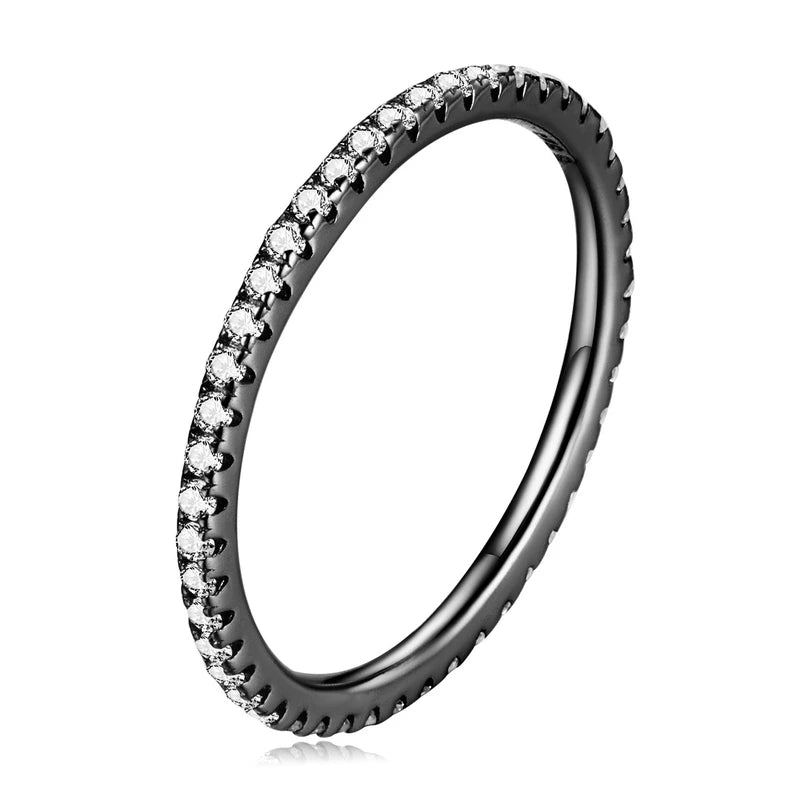 BAMOER 925 Sterling Silver CZ Pave Stackable Ring – Gold Plated Eternity Band