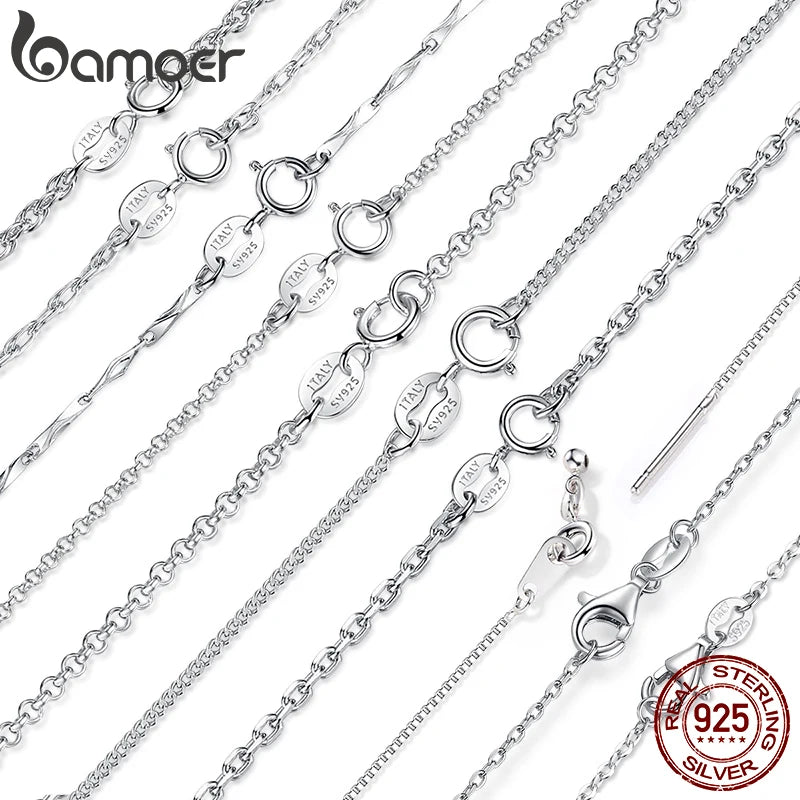 BAMOER 925 Sterling Silver O-Chain Adjustable Necklace