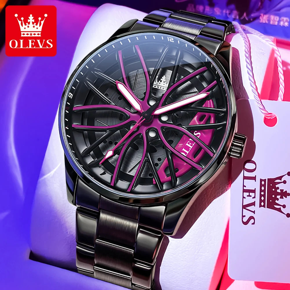 OLEVS Men’s Luxury Quartz Watch – Stainless Steel, Waterproof, Sporty Rotary Design, Fashion & High-Quality