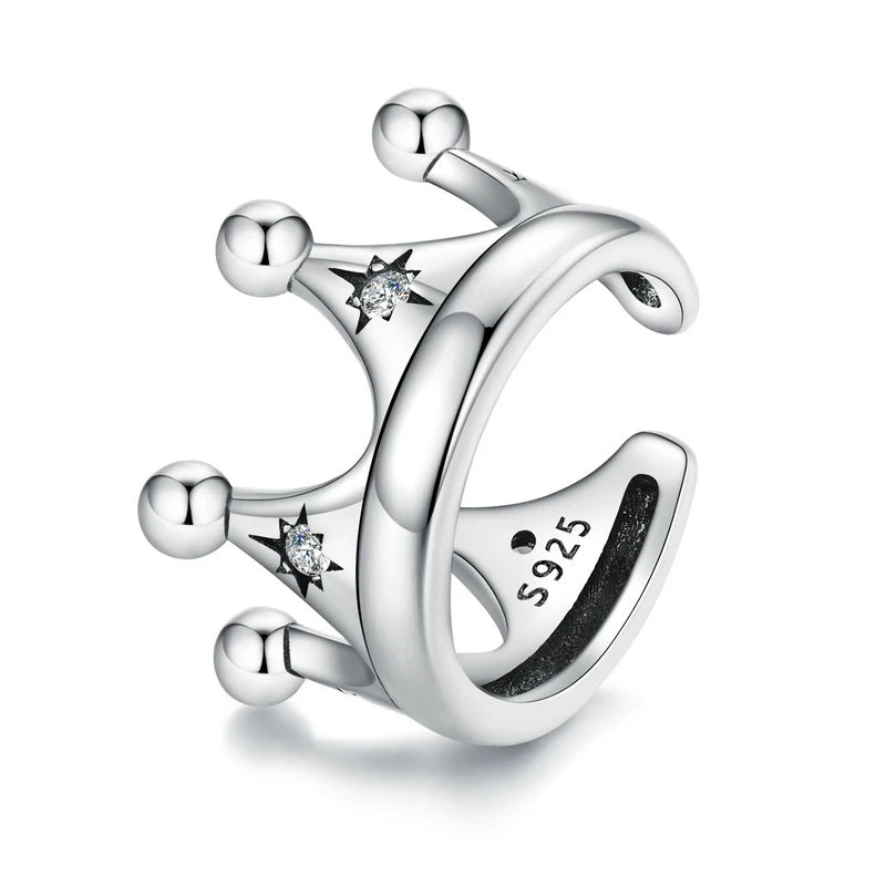 BAMOER 925 Sterling Silver CZ Mono-Earring Clip – Platinum Plated Stud for Women