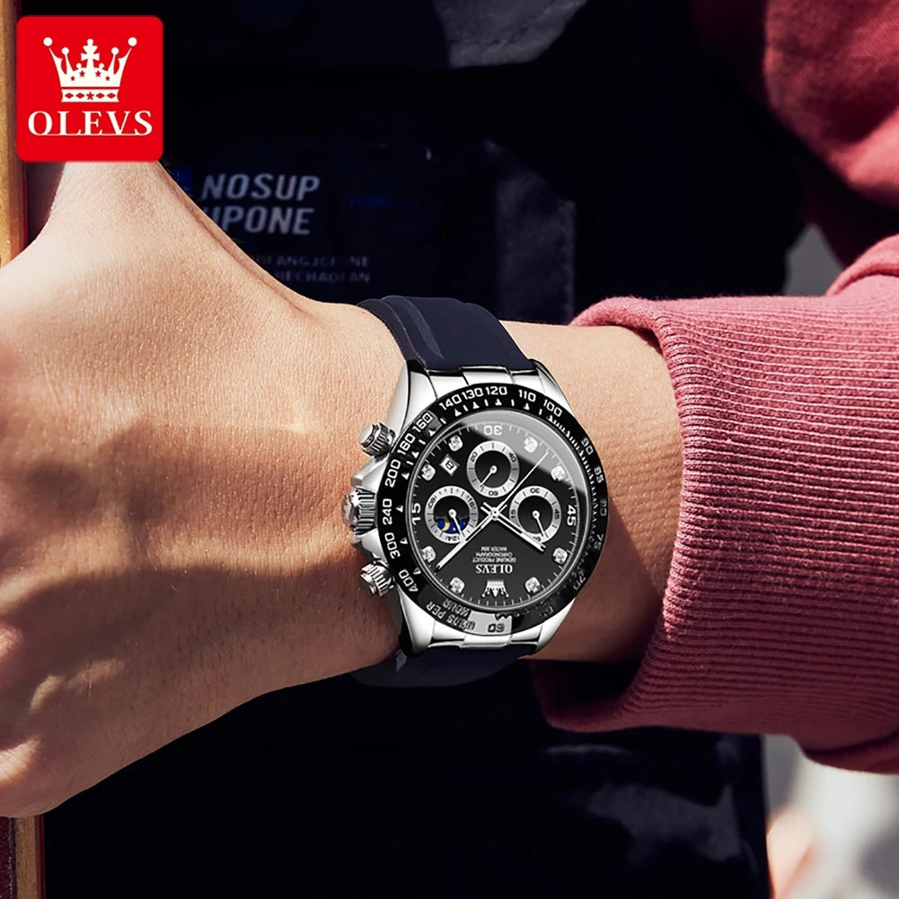 OLEVS Luxury Men’s Quartz Watch – Waterproof, Luminous, Chronograph & Date, Sport Design