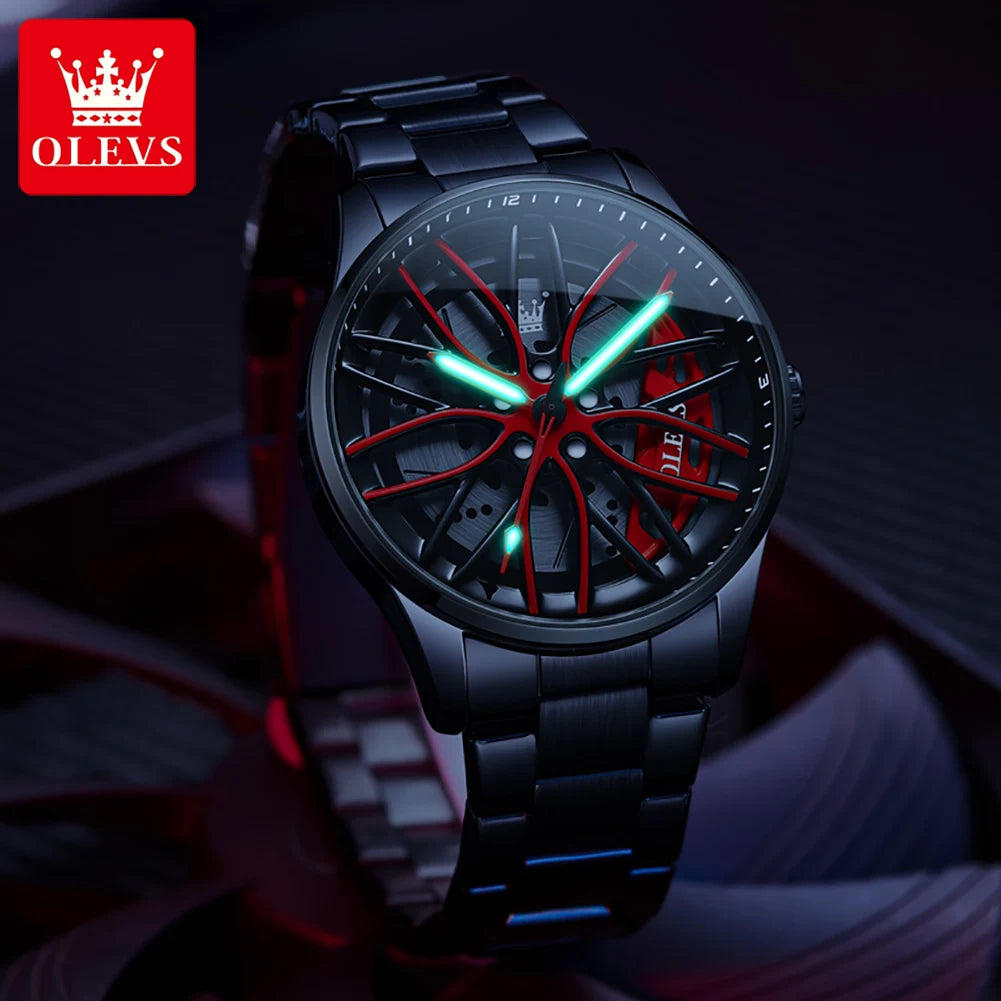 OLEVS Men’s Luxury Quartz Watch – Stainless Steel, Waterproof, Sporty Rotary Design, Fashion & High-Quality