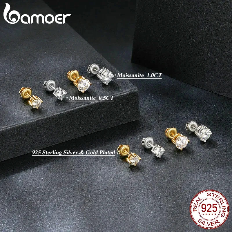 BAMOER 2CT Moissanite 925 Silver Earrings for Women