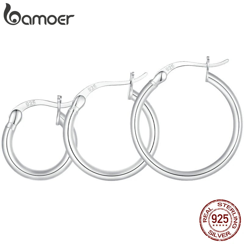 BAMOER 925 Sterling Silver Bold Classic Hoop Earring
