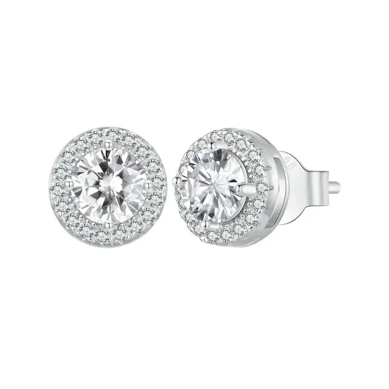 BAMOER CZ Heart Stud Earrings