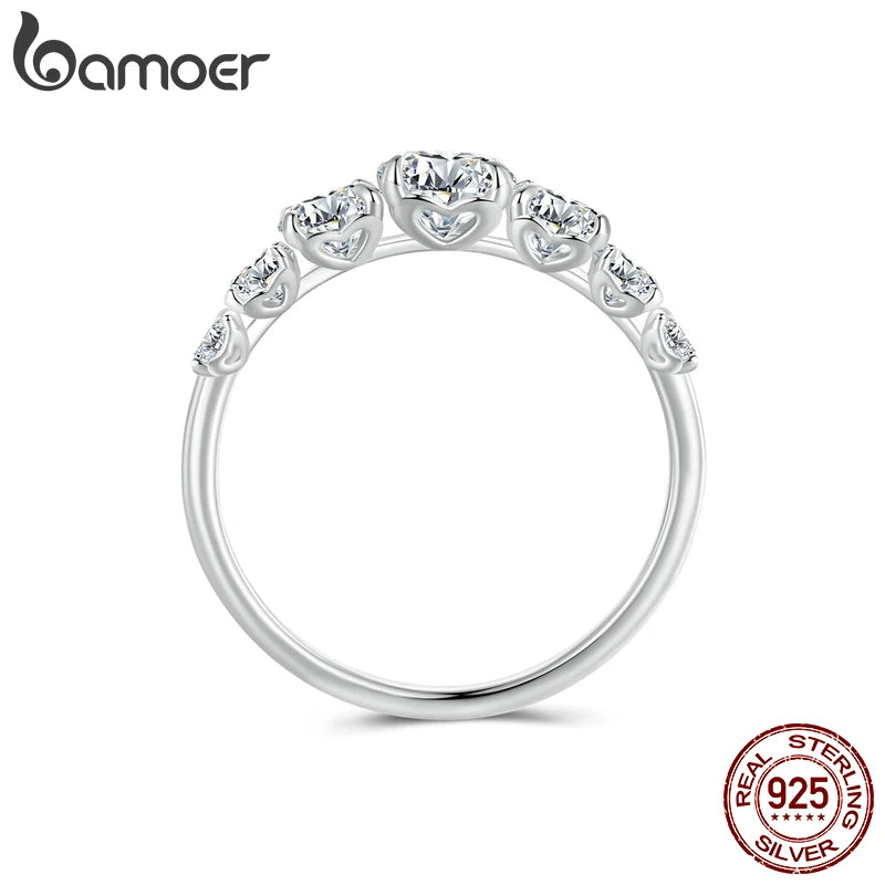 Bamoer Moissanite Heart Ring 925 Sterling Silver Women Engagement Jewelry